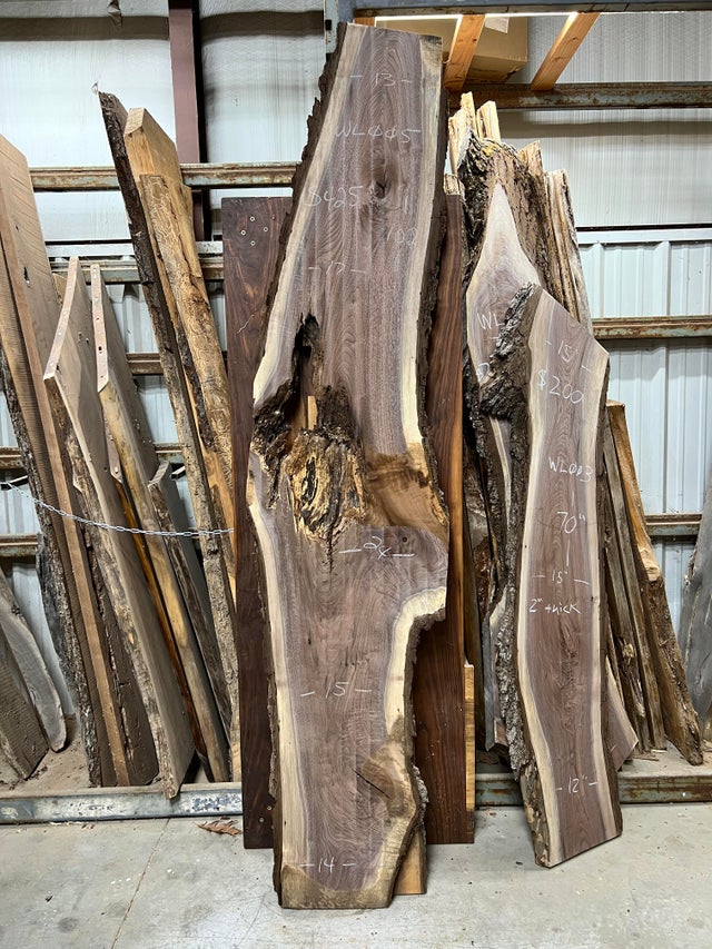 Raw Live selling Edge Black Walnut Slab 1 1/4” thick by 7 1/2” -8” width and 20 1/2” in length